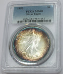 1992 American Eagle 1 oz Silver Dollar PCGS MS68 Toning Toned - C493