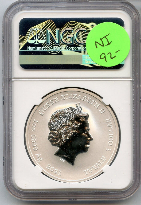 2021 The Simpsons Marge & Maggie 1 Oz Silver NGC MS70 $1 Tuvalu Coin - JN702