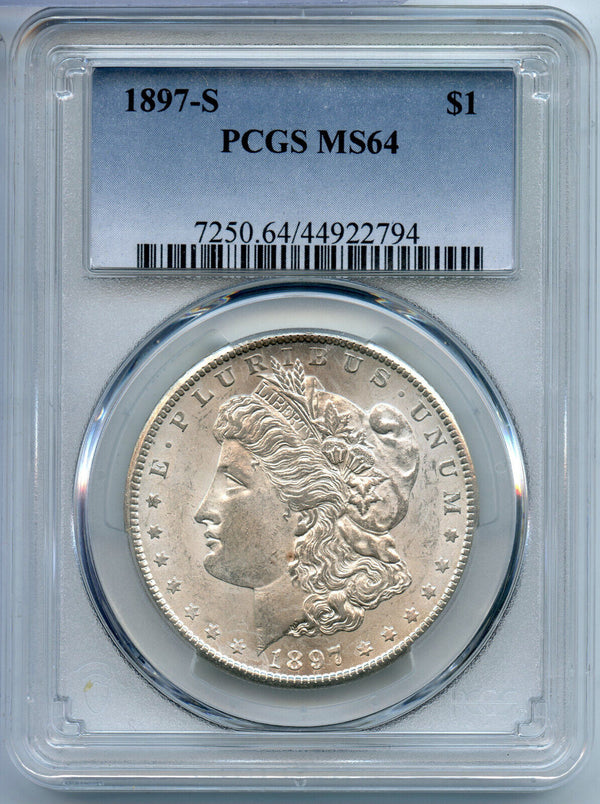 1897-S Morgan Silver Dollar PCGS MS 64 Certified - San Francisco Mint - CA435