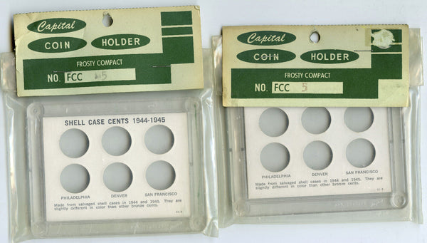 Vintage Coin Holder Shell Case Cents 1944 - 1945 Wheat Cents Lot of 5 DM362