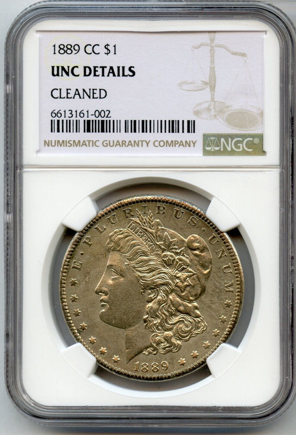 1889-CC Morgan Silver Dollar NGC UNC Details $1 Coin Certified Carson City JP034