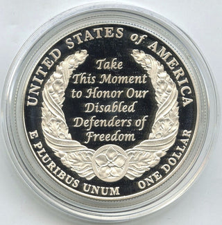 2010 American Veterans Disabled Proof Silver Dollar US Mint Commemorative G982