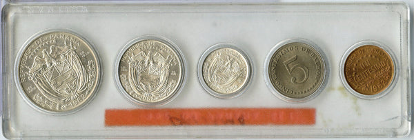 1962 BU Panama 5 Coin Set -Silver -Balboa -DM619