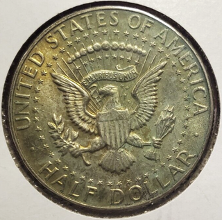 1966 Kennedy Silver Half Dollar - Toned Toning - Philadelphia Mint - JN572