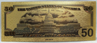 2009 $50 US Federal Reserve Novelty 24K Gold Foil Plated Note Bill 6
