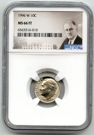 1996-W Roosevelt Dime NGC MS66 FT Certified - West Point Mint - E849