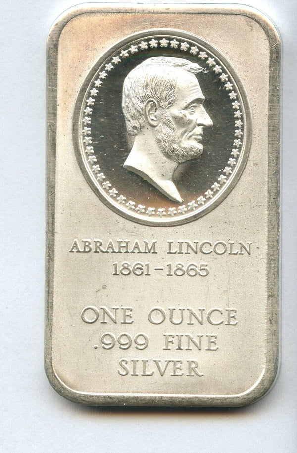 Abraham Lincoln Bust One 1 Oz .999 Fine Silver Art Bar - JN787