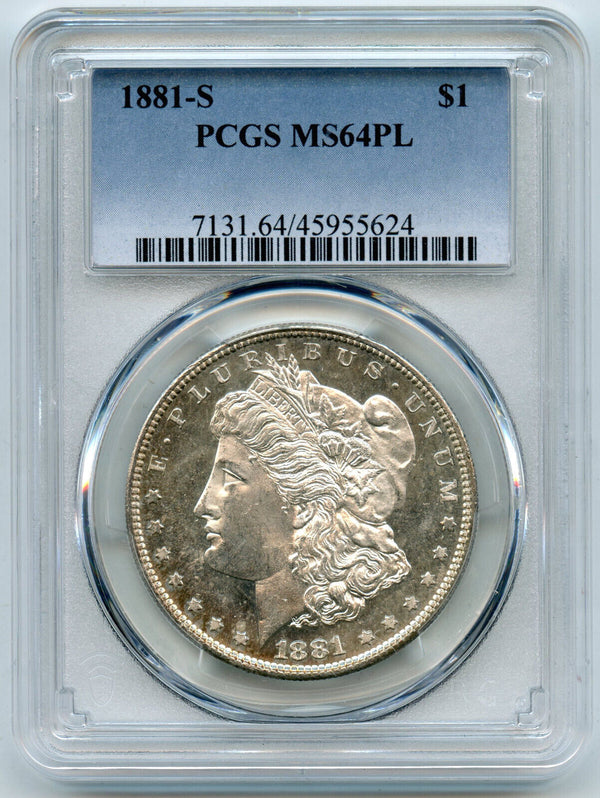1881-S Morgan Silver Dollar PCGS MS64 PL Certified - San Francisco Mint - A169