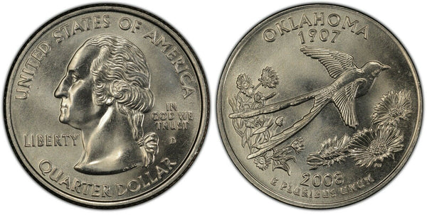 2008-D Oklahoma Statehood Quarter 25C Uncirculated Coin Denver mint 092