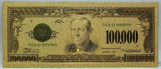 1928 Gold Certificate $100000 Novelty 24K Gold Foil Plated Note Bill 6