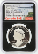 2020 Canada Peace Dollar 1 Oz Silver Proof NGC PF70 Ultra High Relief Coin JN308