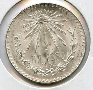 1935 Mexico Un 1 Peso Silver Coin Uncirculated 0.720 Plata Mexican - JP118