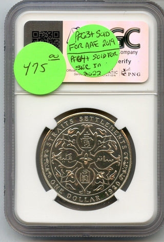 1920 Straits Settlement Silver One Dollar Restrike NGC PF64 $1 Coin - JP587