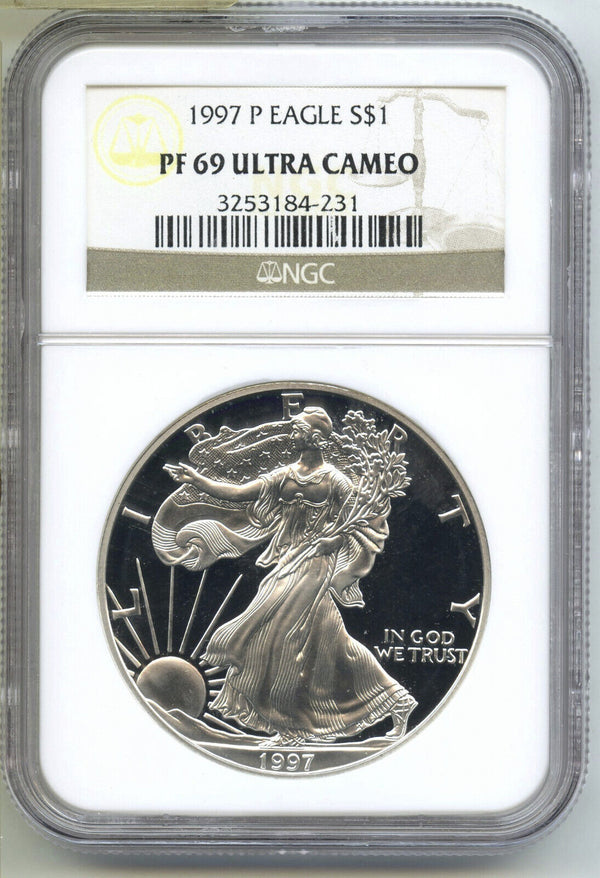 1997-P American Eagle 1 oz Proof Silver Dollar NGC PF69 Ultra Cameo - B743