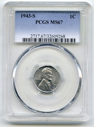 1943-S Lincoln Steel Cent Penny PCGS MS67 Certified - San Francisco Mint - G697