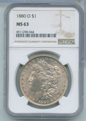 1880-O Silver Morgan Dollar $1 NGC MS63 New Orleans Mint - KR629