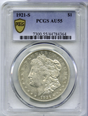 1921-S Morgan Silver Dollar NGC AU55 -San Francisco Mint -DM496