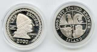2000 Leif Ericson Millennium Commemorative Coins Proof Silver Set  -DM964
