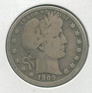 1909-D Silver Barber Quarter 25c Denver Mint - KR166