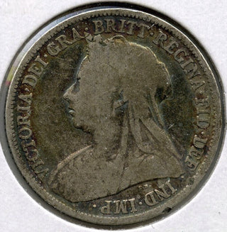 1896 Great Britain Silver Coin - One Shilling - Queen Victoria - G357
