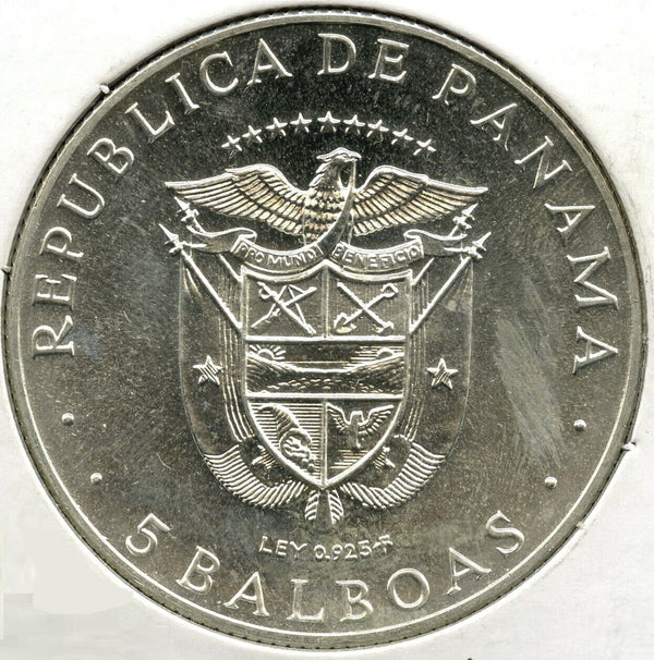 1970 Panama Silver Coin - 5 Balboas - Central American Games Juegos - A382