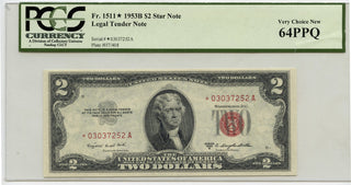 1953-B $2 United States Red Seal Star Note PCGS 64 PPQ Very Choice New - E761