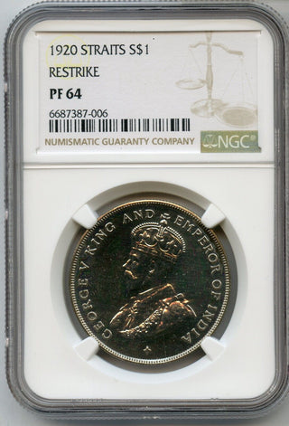 1920 Straits Settlement Silver One Dollar Restrike NGC PF64 $1 Coin - JP587