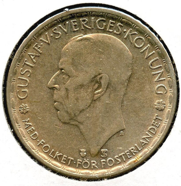 1945 Sweden Silver Coin 1 Kroner - Gustaf V - CA524