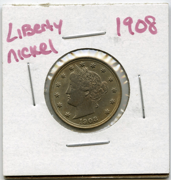 1908 Liberty V Nickel 5 Cent Coin- Five Cents - DM868
