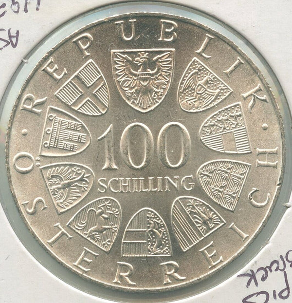 1976 Austria Winter Olympies Innsbruck Silver 100 Schillings-KR487