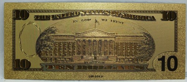 2009 $10 Federal Reserve Novelty 24K Gold Foil Plated Note Bill 6