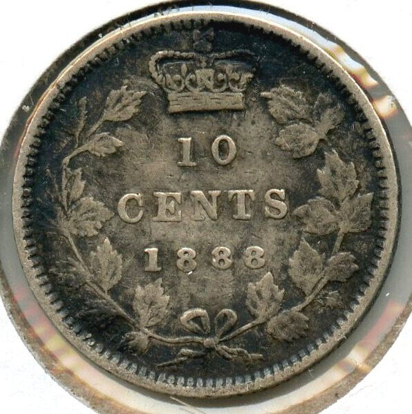 1888 Canada Silver Coin 10 Cents - Queen Victoria - CA515