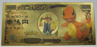 Pokemon Charmander Eevee 10B Yen Novelty 24K Gold Foil Plated Note Bill LG291