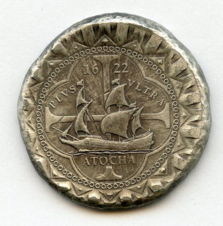 1622 Atocha 8 Reales Shipwreck Silver 999 Medal Cob Antiqued Daniel Carr - JP155