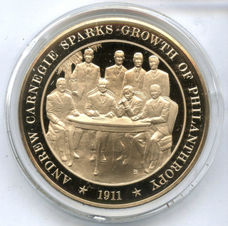 Andrew Carnegie Sparks Growth of Philanthropy Bronze Medal Franklin Mint JL141