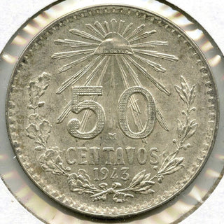 1943 Mexico Silver Coin - 50 Centavos - Estados Unidos Mexicanos - C587