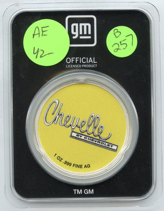 Chevelle Chevrolet 999 Silver 1 oz Art Medal Car TEP Round GM Official - B257