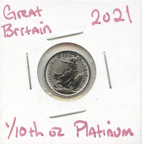 2021 Great Britain Britannia 1/10 Oz Platinum 10 Pounds UK Coin -DM279