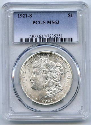 1921-S Morgan Silver Dollar PCGS MS63 Certified - San Francisco Mint - E497