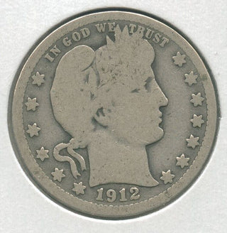 1912-S Silver Barber Quarter 25c San Francisco Mint - KR175
