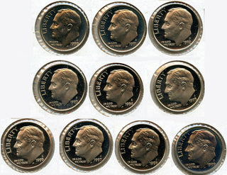 1990 - 1999 Roosevelt Dime Proof 10-Coin Set San Francisco lot Collection BQ221