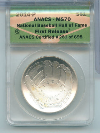 2014-P National Baseball Hall OF Fame $1 ANACS MS 70 Philadelphia Mint - ER752
