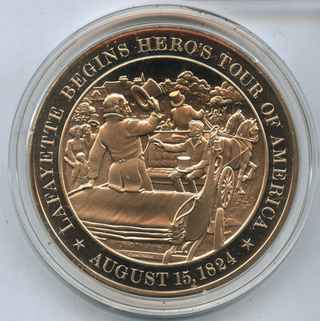 Lafayette Begins Hero's Tour of America 1824 Bronze Medal Franklin Mint - JL125