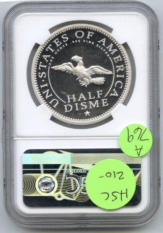 1792 - 2017 Half Disme 1 oz Silver Medal NGC PF70 Ultra Cameo 225th Ann - A769