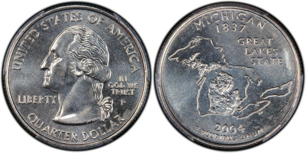 2004-P Michigan Statehood Quarter 25C Uncirculated Coin Philadelphia mint 051