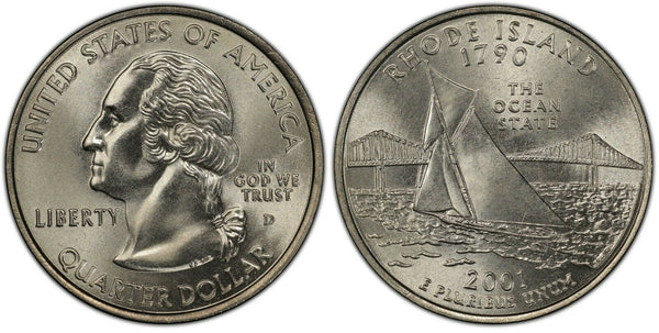 2001-D Rhode Island Statehood Quarter 25C Uncirculated Coin Denver mint 026