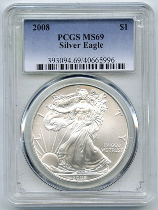 2008 American Eagle 1 oz Silver Dollar PCGS MS69 Certified Bullion Ounce - E38