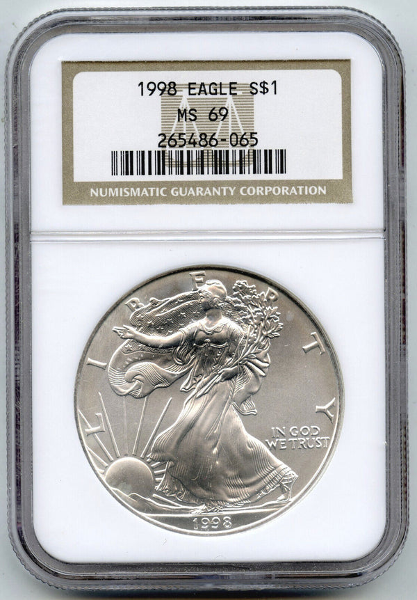 1998 American Eagle 1 oz Silver Dollar NGC MS69 Certified - Impaired - G931