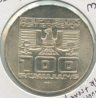 1975 Austria 20th Anniversary State Treaty Silver 100 Schillings - KR492