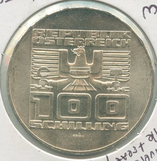 1975 Austria 20th Anniversary State Treaty Silver 100 Schillings - KR492